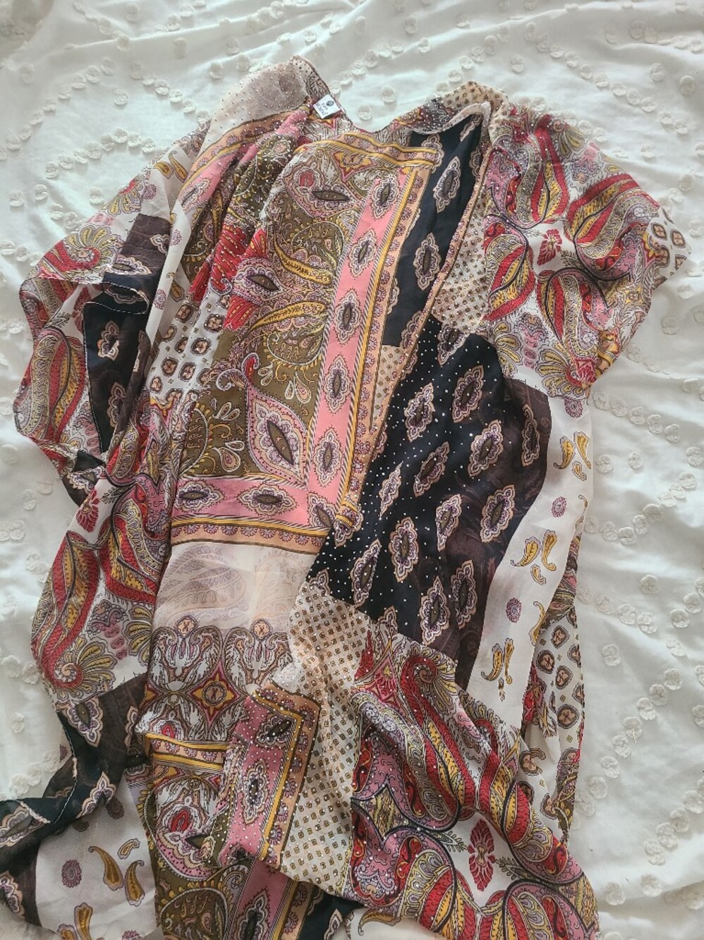 Jessica McClintock Boho Silver Sparkle Coastal Kimono Duster Sheer